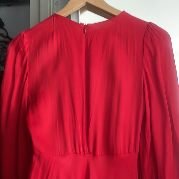Farm Rio Satin Red Cut-out Midi Dress Size XS - Picture 8 of 9